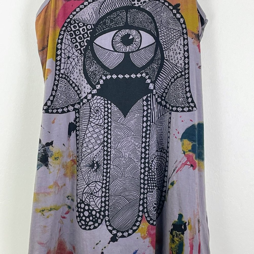 Mirror Cotton Tank Dress with Hamsa Hand Design - Picture 2 of 8
